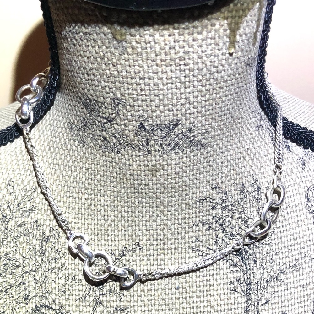 Silvertone Equestrian Horse Bit 18” Choker Style Necklace